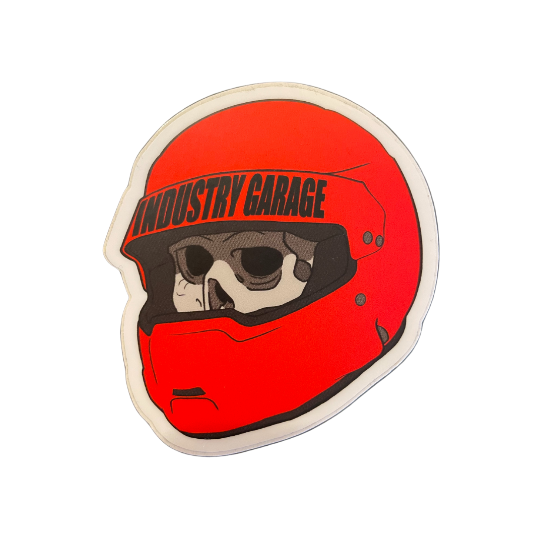 Industry Garage Sticker Skull in Red Racing Helmet